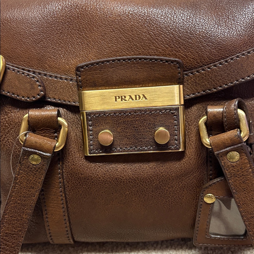Prada Dark Brown Leather Shoulder Bag - Picture 6 of 17